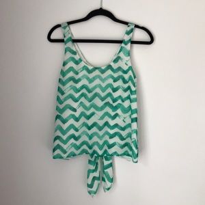 rachel roy green and white watercolor print tank top, mid 2010s, size small